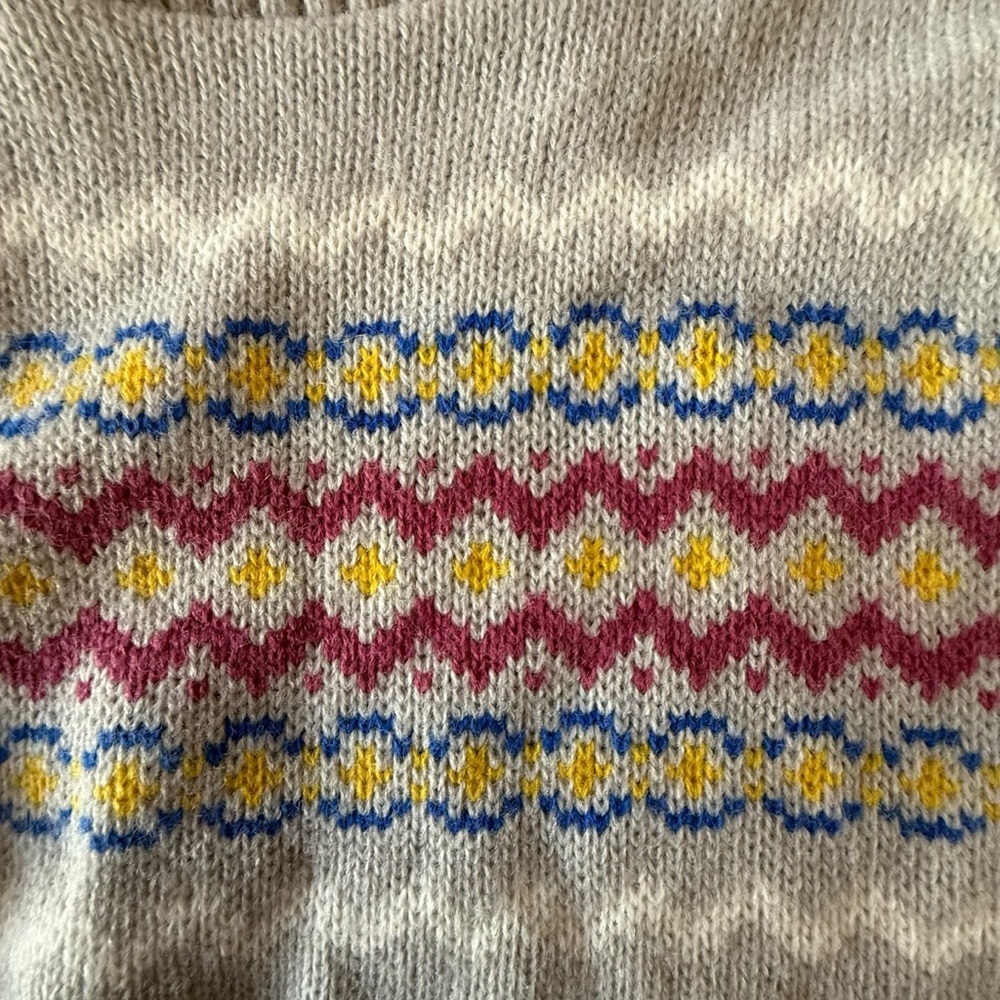 Vintage Fair Isle Pullover Grey Acrylic Knit Sweater Size XS - Picture 3 of 6